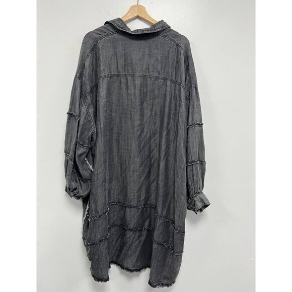 EASEL EXTRA Oversized Shirt Dress-Distressed Unique Statement Sleeves Grey Small - Picture 10 of 13